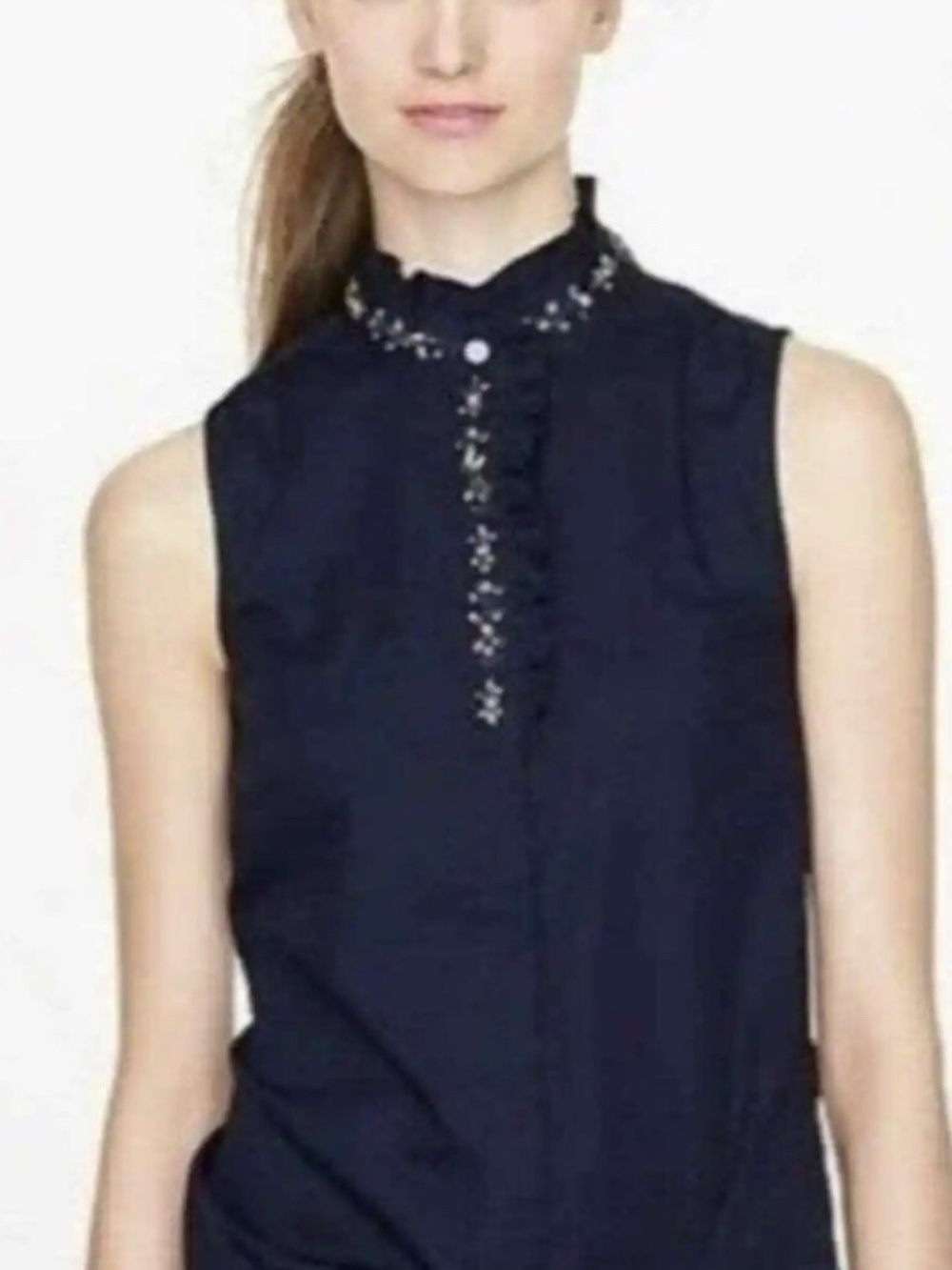 J. Crew Ruffled Rhinestone Top - size 2 - Picture 3 of 3